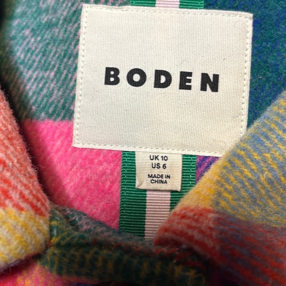 Boden Colorful Plaid Wool Check Coat & Skirt Set size 6 NWOT - Picture 5 of 10